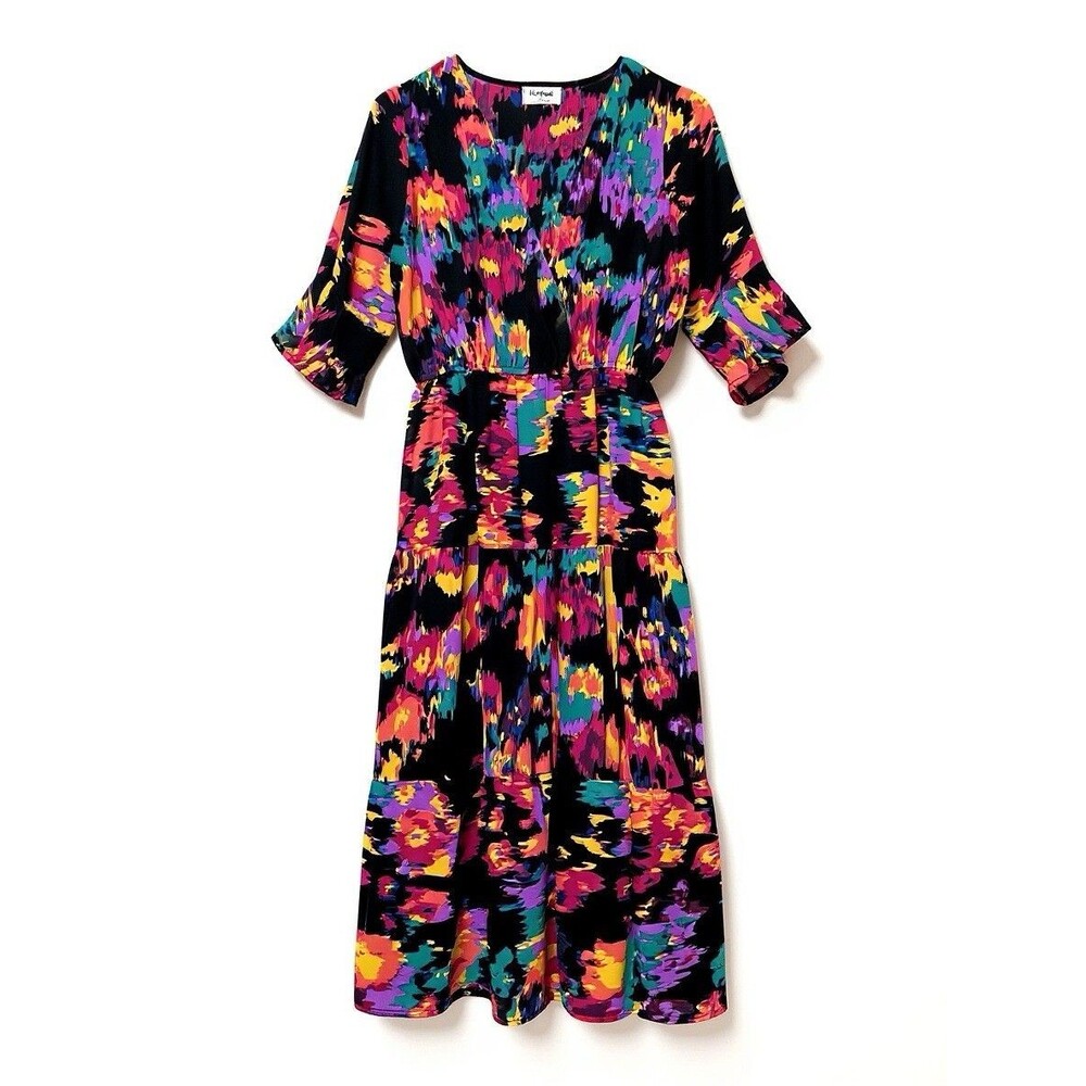 Anthropologie Kindred Bell 3/4 Sleeve Black Pink S EUC